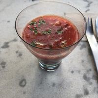 Watermelon gazpacho   at Studio Vert  in Laroque-des-alberes
