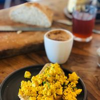 Scrambled tofu for breakfast at Studio Vert  in Laroque-des-alberes