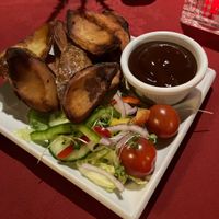 Potato skins w bbq sauce starter  at The Lion Inn in Blakey