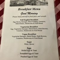 Breakfast menu   at The Lion Inn in Blakey