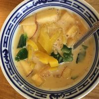 Dessert: fruit in coconut milk with agar agar  at Mamabali in Paris