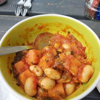 Butternut squash and butterbean stew (vegan) at Riverside Tea Room in Ironbridge