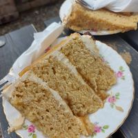 Salted caramel cake (vegan) at Riverside Tea Room in Ironbridge
