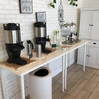 Coffee & water table (water is complimentary) at Olivia's Organic Cafe in Burnsville