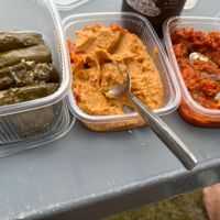 Dolma’s, tapenade tomaat/paprika, hummus zontomaten.  at Vrouwe Jakoba in Schiermonnikoog