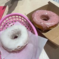 Vanilla and raspberry donuts  at Boneshaker Doughnuts in Paris