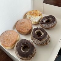 Apple pie, Chocolate veignet (both monthly specials) and Fluffernutter ❤️  at Boneshaker Doughnuts in Paris
