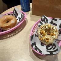 OG glazed and toffee popcorn donuts at Boneshaker Doughnuts in Paris