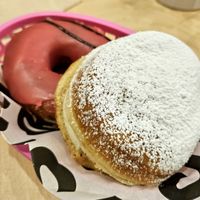 Victoria sponge and raspberry donuts at Boneshaker Doughnuts in Paris