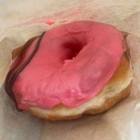 Raspberry glazed donut  at Boneshaker Doughnuts in Paris