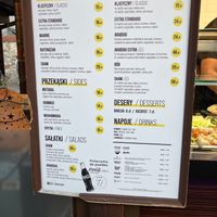 Menu at Sham Falafel in Krakow