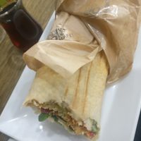 Taste buds heaven in a wrap, cardamon tea also delicious. at Sham Falafel in Krakow