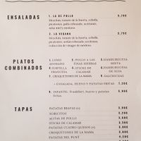 Menu Page 1 (v for Vegetarian) at Cafeteria Punt 5 in Figueres