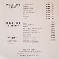 Menu Page 3 (v for Vegetarian) at Cafeteria Punt 5 in Figueres