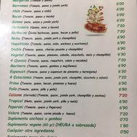 Pizzas that can be veganized. We got the espencat. at Volare in Gandia