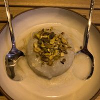 Tapioca pearls in coconut milk and rum + crushed nuts on top at Pearl in Ericeira