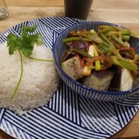 Aubergine spicy with rice at Maison Yang in Munich