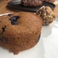 Blueberry muffin , peanut butter ball and cookie 😋 at Les Filles in London