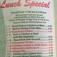 Menu at Lin's Garden in Rochester