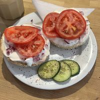 Vegan schmear Bagel.   at Fine Bagels @ Shakespeare and Sons in Berlin