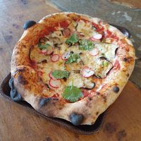 Miso aubergine (vegan version) 😋 at Flat Earth Pizzas in East London