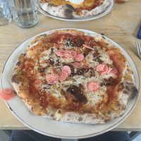   at Flat Earth Pizzas in East London