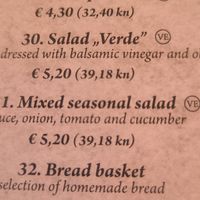 Salads at Dalmatino in Dubrovnik