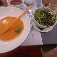 Gazpacho and salad verde at Dalmatino in Dubrovnik