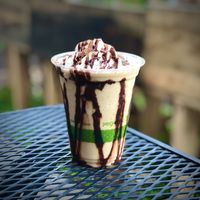 Coffee shake w/chocolate drizzle at Journey Cafe in Kailua Kona