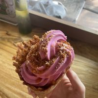 Pink aloha ice creakm  at Journey Cafe in Kailua Kona