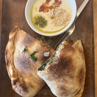 Margherita Sourdough Pocket wife enjoyed every inch of it.  It was a lot of foodd  at Journey Cafe in Kailua Kona