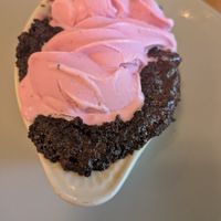 Dragon fruit ice cream and lava cake at Journey Cafe in Kailua Kona