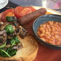 No bacon rasher in my full English breakfast :( at VBites in Brighton