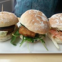 Three bites - 3 different vegan burgers with fries at vbites at VBites in Brighton