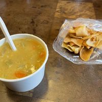 Excellent soup served with pita chips  at Cedar's Mediterranean Grill in Stroudsburg