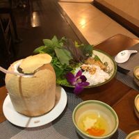 Fried spring rolls and coconut at Co Noi - Bong Sen Hotel in Ho Chi Minh City
