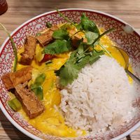 Gelbes Curry mit Reis (vegan) 10€ at coa Wok & Bowls in Frankfurt