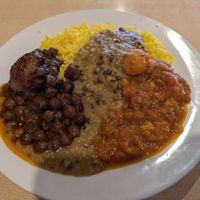 3 vegan curries w rice at The Indian Kitchen in West End