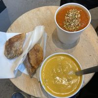 Pumpkin and tomato soup  at Soup En Zo - Nieuwe Spiegelstraat in Amsterdam