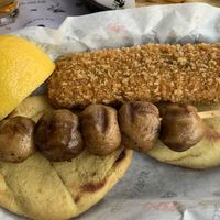 Vegetable skewer and mushroom skewer  at The Big Bad Wolf in Athens