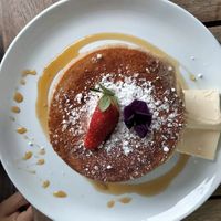 Vegan plain pancake stack at Helgas Pancake House in Cairns