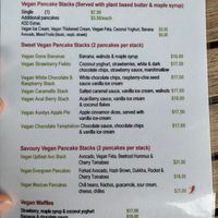 Vegan menu at Helgas Pancake House in Cairns