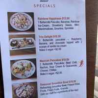 Specials menu at Helgas Pancake House in Cairns