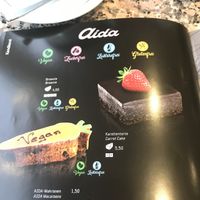 menu page at Aida in Innsbruck