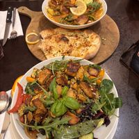 Asian Salad bowl with Vegan Chicken and Vegan Chicken Tikkaa  at Cafe M in Coburg