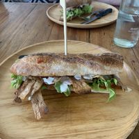 Baguette with vegan sausage and bacon   at Nui Bakery in Koh Tao