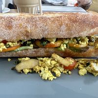 Vegan scrambled tofu sandwich   at Nui Bakery in Koh Tao