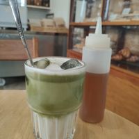 Matcha latte oat milk at Nui Bakery in Koh Tao