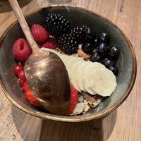 Organic yoghurt (soya based for an extra 0.7 euros)  at Koffiespot in Amsterdam