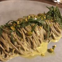 Sobs with pistachios and wasabi leaves at Fvsion in Cortina D Ampezzo